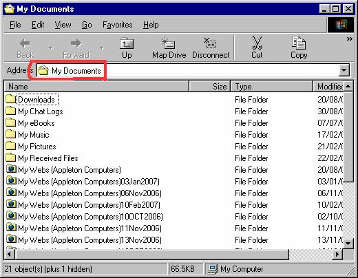 My Documents Windows 98